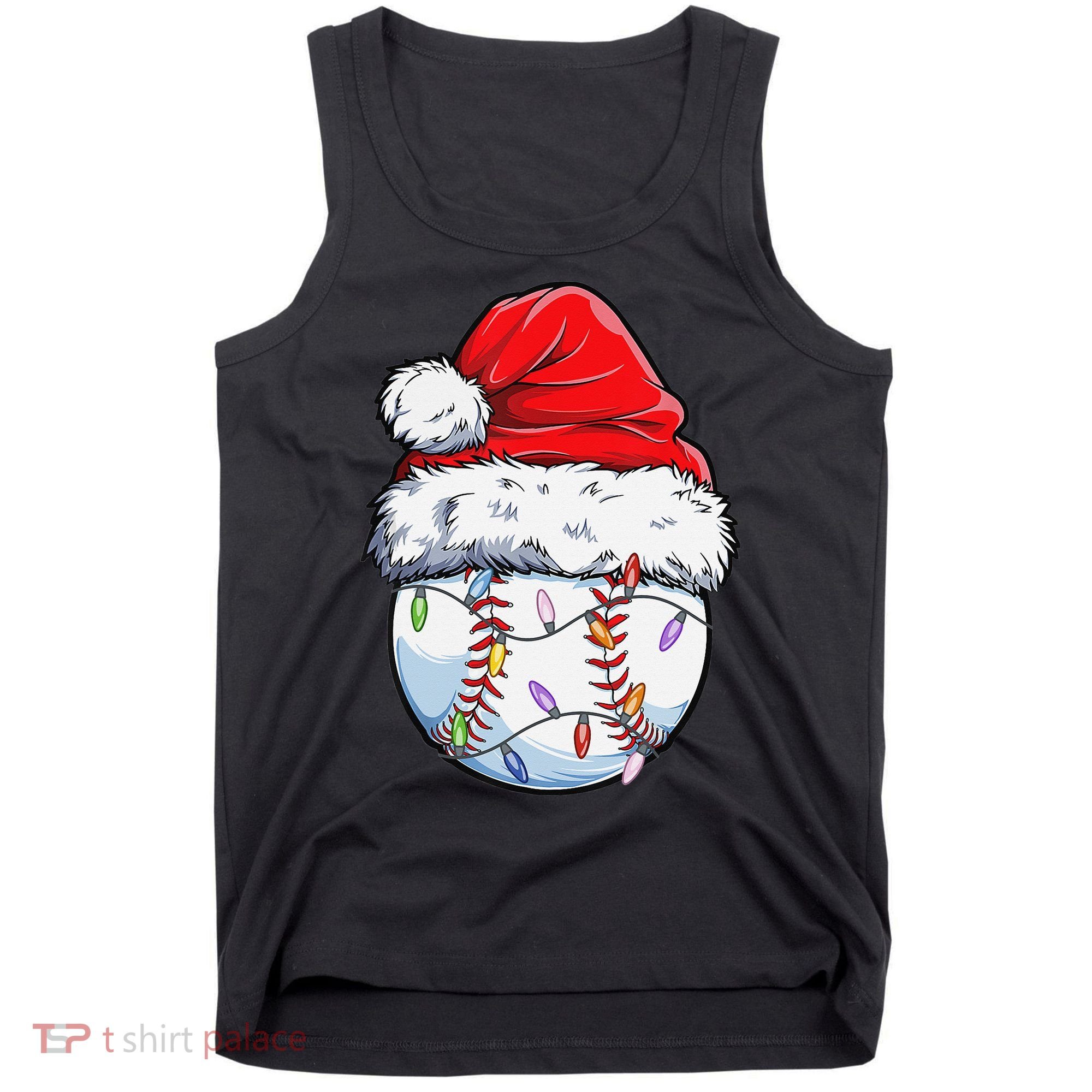 Baseball Christmas Santa Hat Funny Baseball Xmas Holiday  Tank Top
