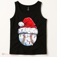 Baseball Christmas Santa Hat Funny Baseball Xmas Holiday  Tank Top thumb 2
