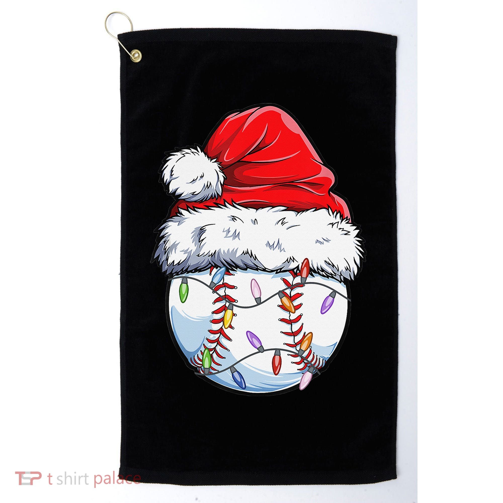 Baseball Christmas Santa Hat Funny Baseball Xmas Holiday  Golf Towel