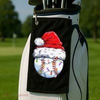 Baseball Christmas Santa Hat Funny Baseball Xmas Holiday  Golf Towel thumb 2