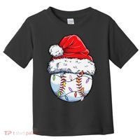 Baseball Christmas Santa Hat Funny Baseball Xmas Holiday  Toddler T-Shirt thumb 0