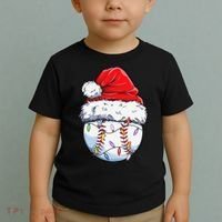 Baseball Christmas Santa Hat Funny Baseball Xmas Holiday  Toddler T-Shirt thumb 2