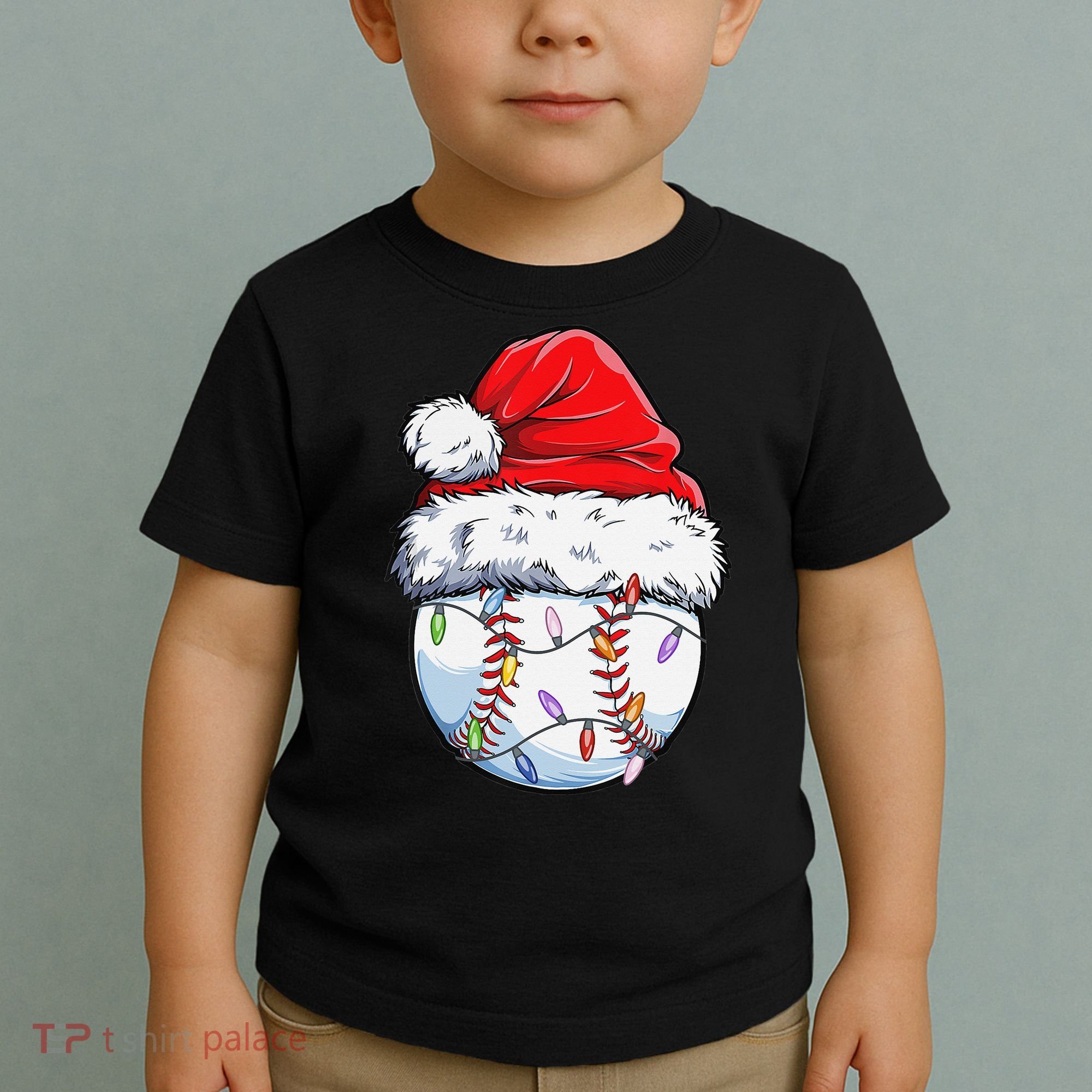 Baseball Christmas Santa Hat Funny Baseball Xmas Holiday  Toddler T-Shirt