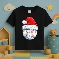 Baseball Christmas Santa Hat Funny Baseball Xmas Holiday  Toddler T-Shirt thumb 3