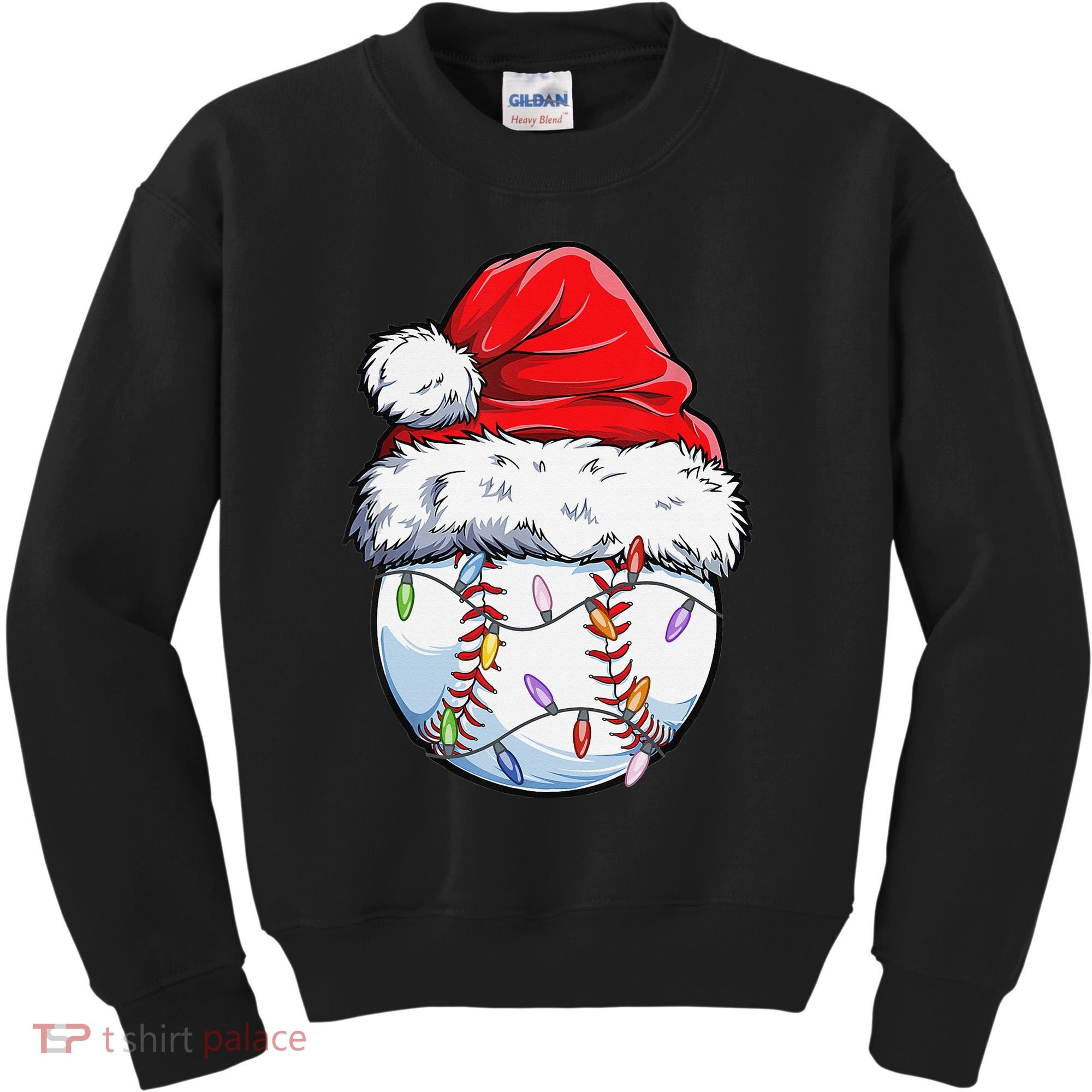 Baseball Christmas Santa Hat Funny Baseball Xmas Holiday  Kids Sweatshirt