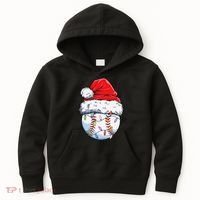 Baseball Christmas Santa Hat Funny Baseball Xmas Holiday  Kids Hoodie thumb 0