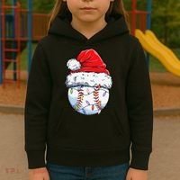 Baseball Christmas Santa Hat Funny Baseball Xmas Holiday  Kids Hoodie thumb 3