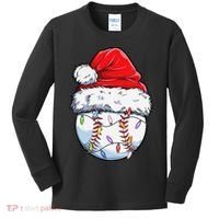 Baseball Christmas Santa Hat Funny Baseball Xmas Holiday  Kids Long Sleeve Shirt thumb 0