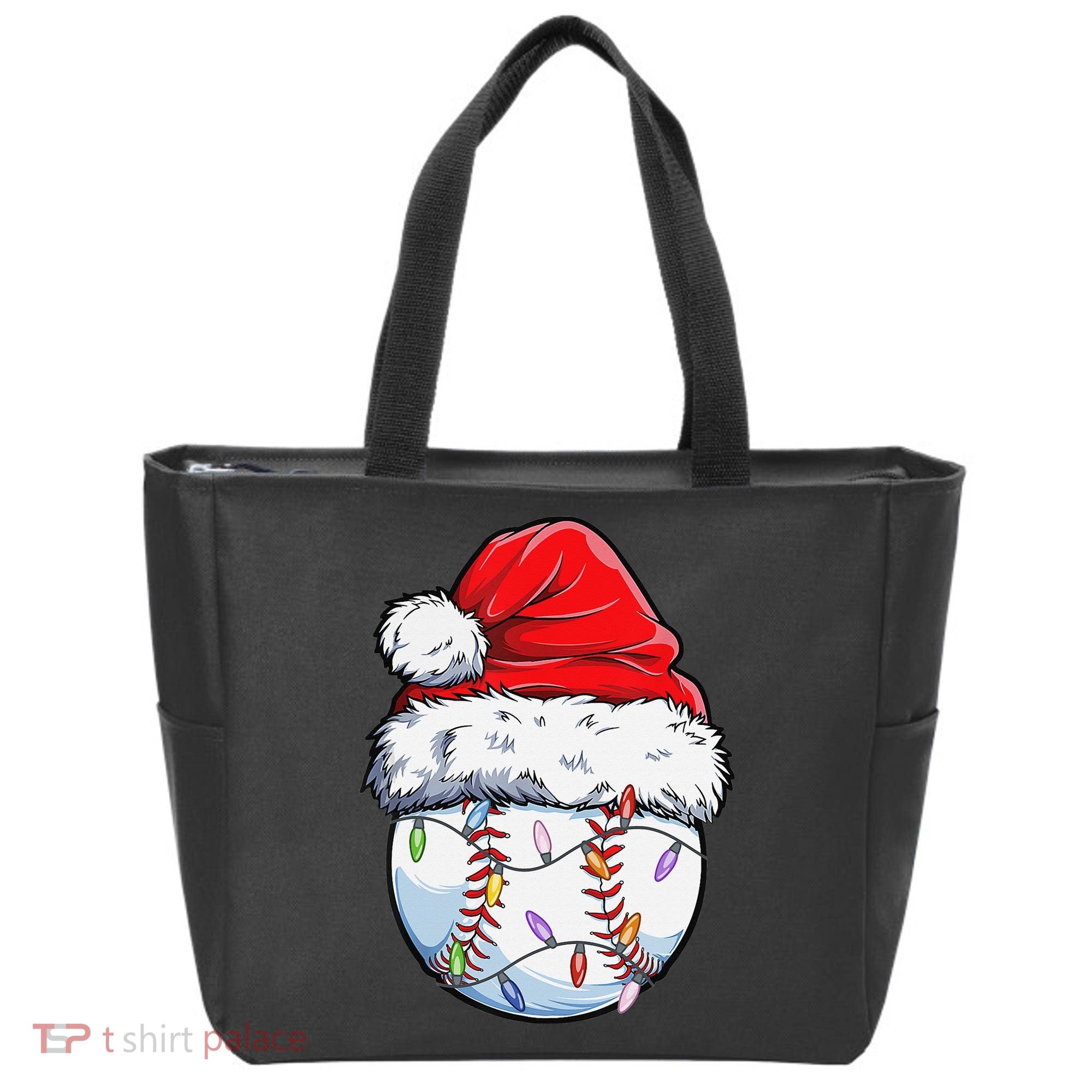 Baseball Christmas Santa Hat Funny Baseball Xmas Holiday  Tote Bag