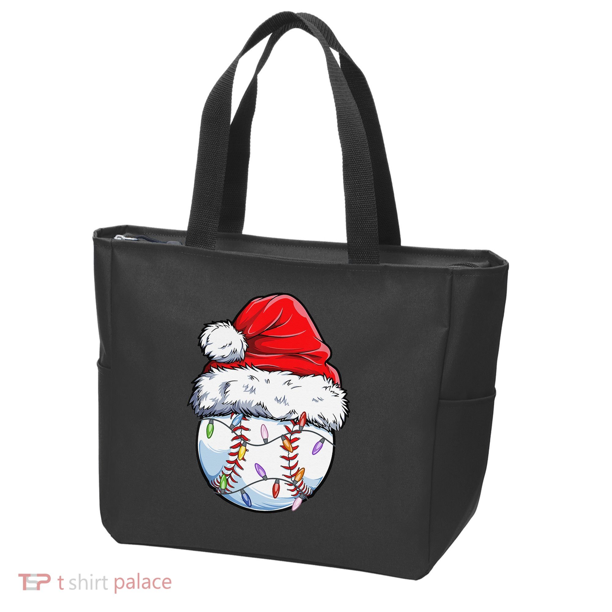 Baseball Christmas Santa Hat Funny Baseball Xmas Holiday  Tote Bag
