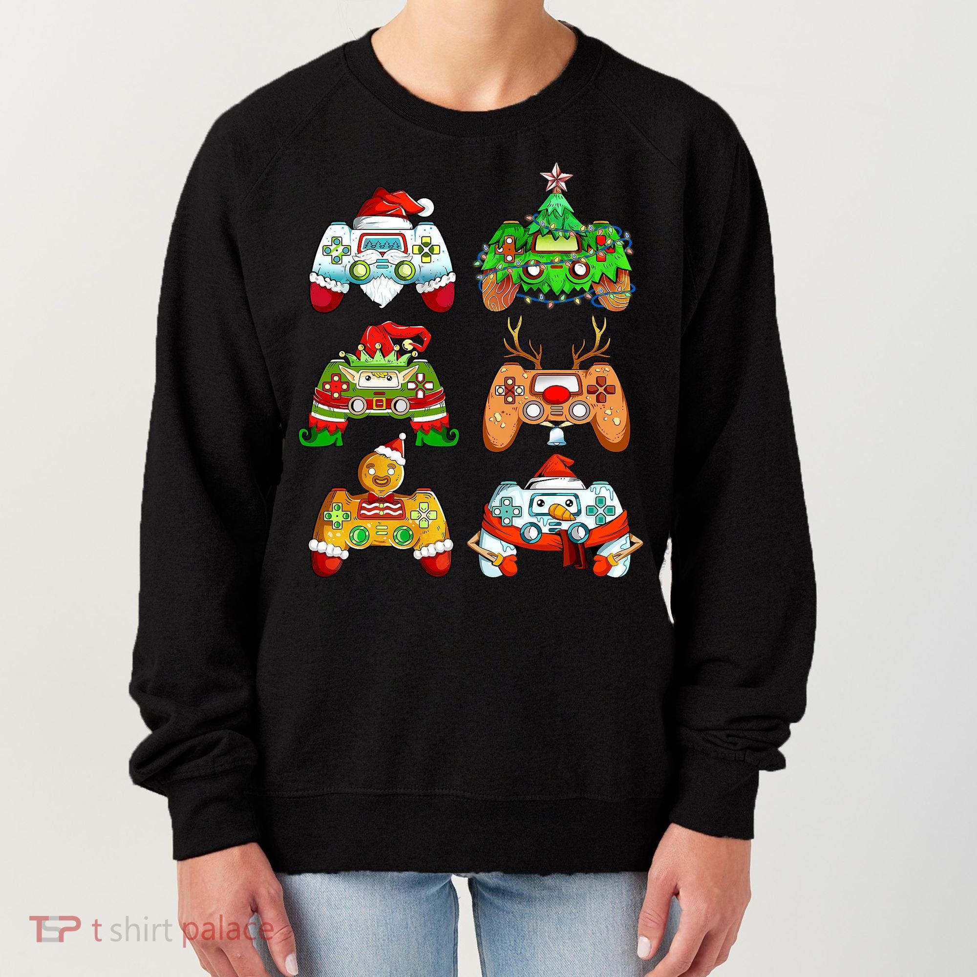Boys Christmas Santa Elf Gaming Controllers Gamer Xmas Women's Sweatshirt