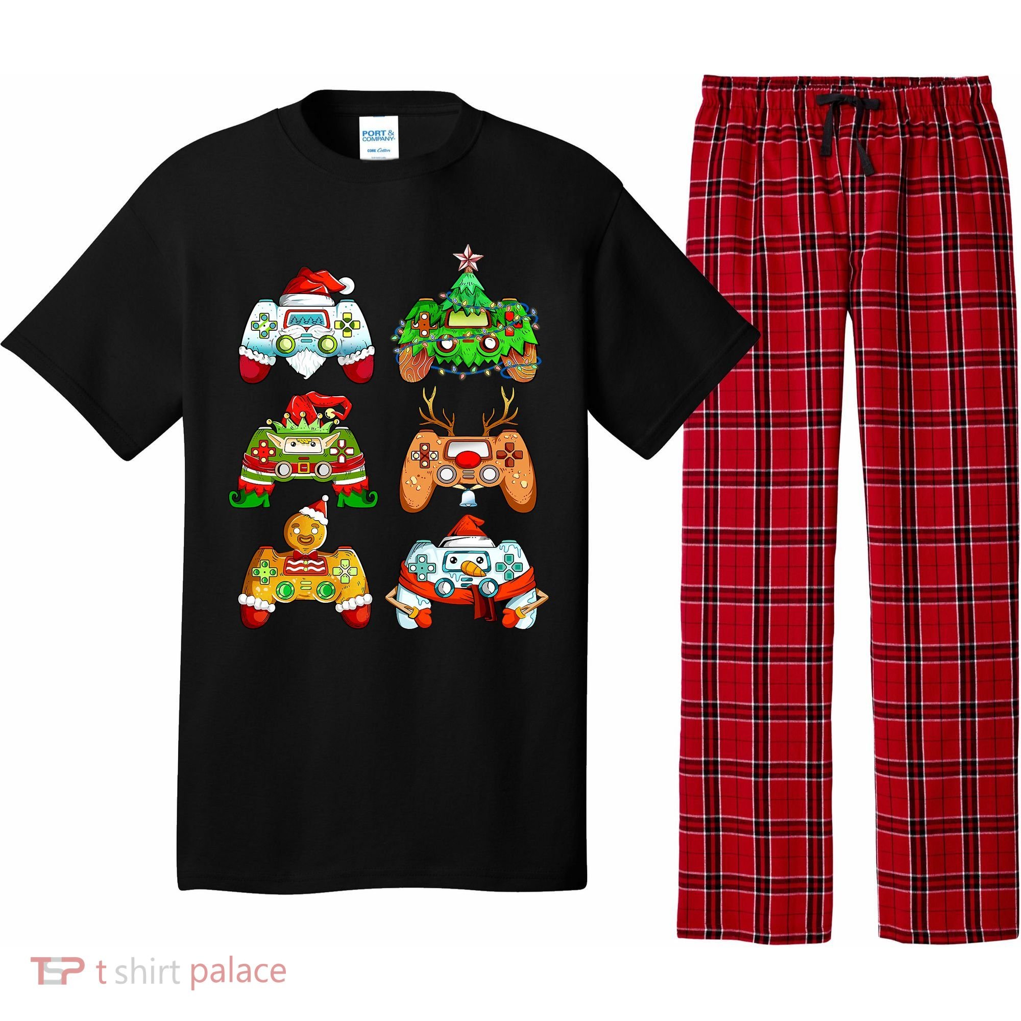 Boys Christmas Santa Elf Gaming Controllers Gamer Xmas Pajama Set