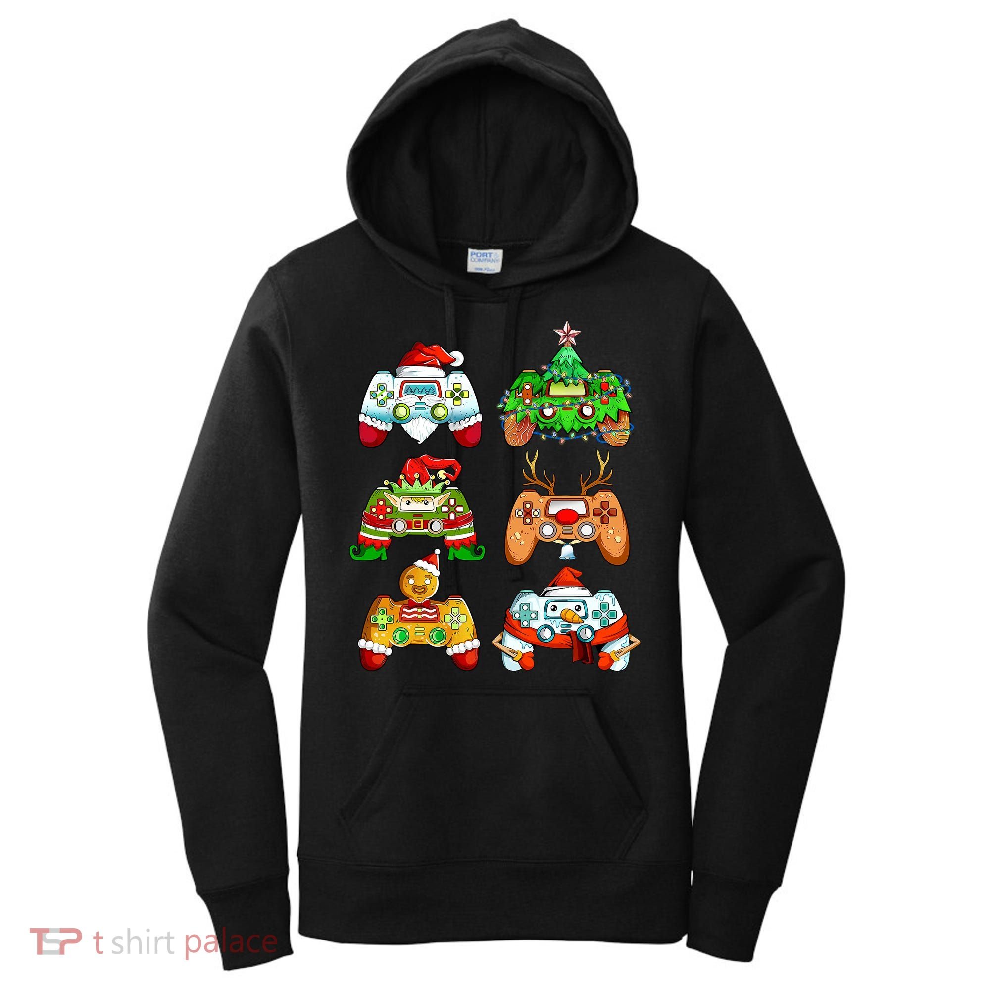 Boys Christmas Santa Elf Gaming Controllers Gamer Xmas Women's Hoodie