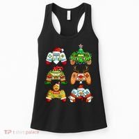 Boys Christmas Santa Elf Gaming Controllers Gamer Xmas Women's Tank Top thumb 0