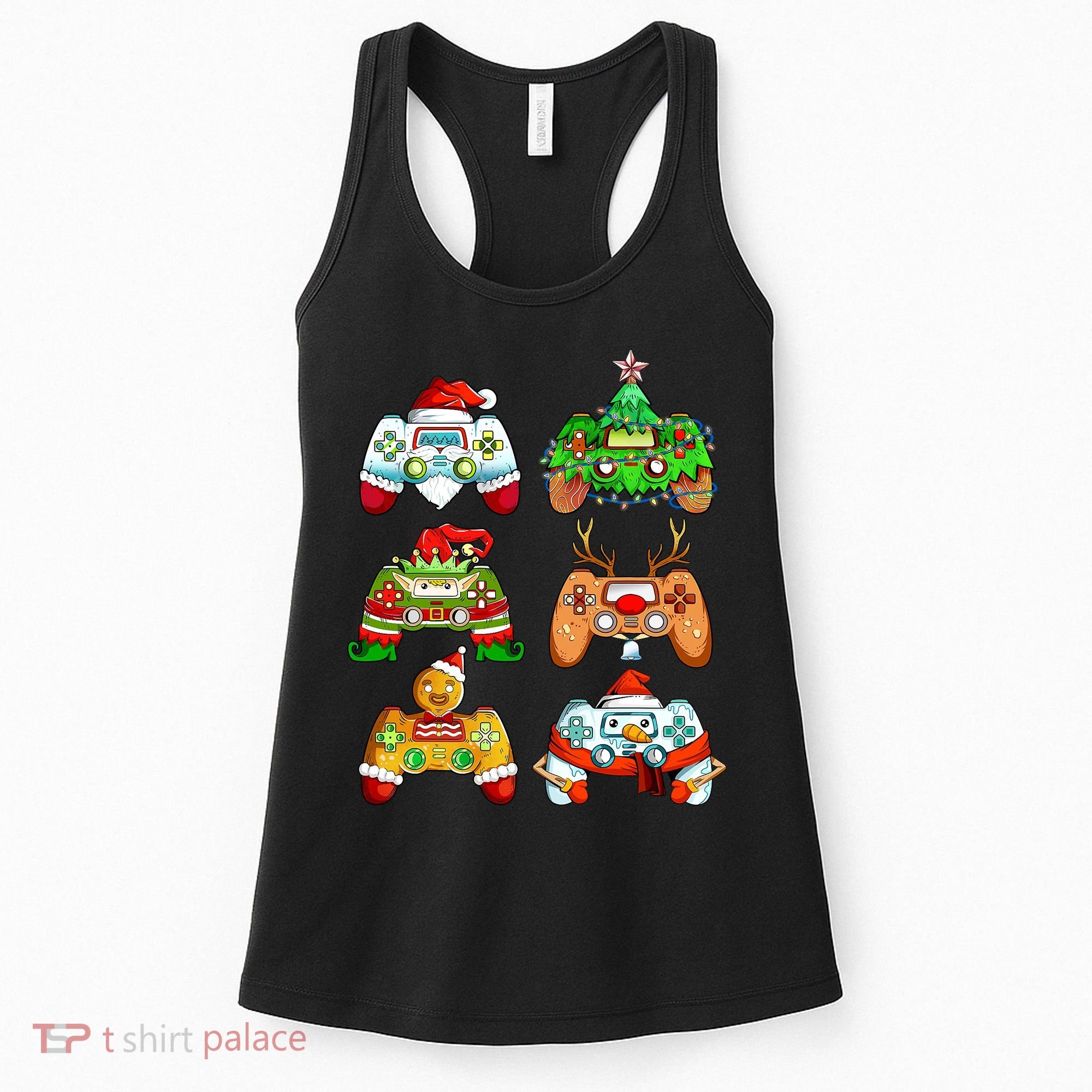 Boys Christmas Santa Elf Gaming Controllers Gamer Xmas Women's Tank Top