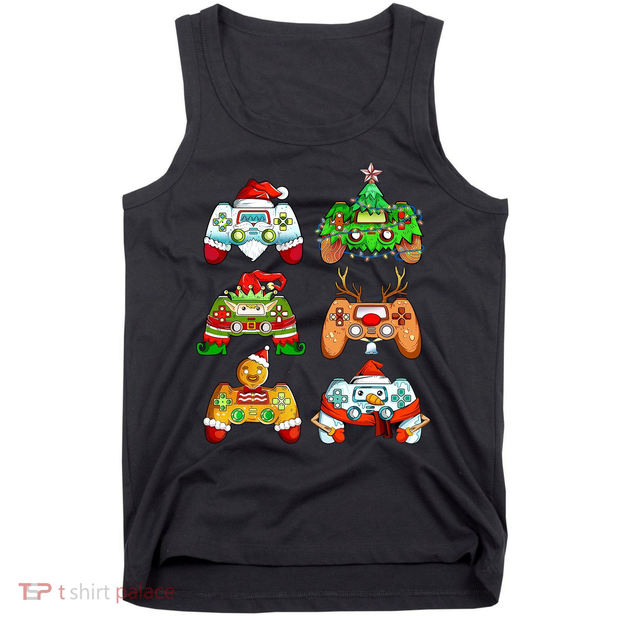 Boys Christmas Santa Elf Gaming Controllers Gamer Xmas Tank Top