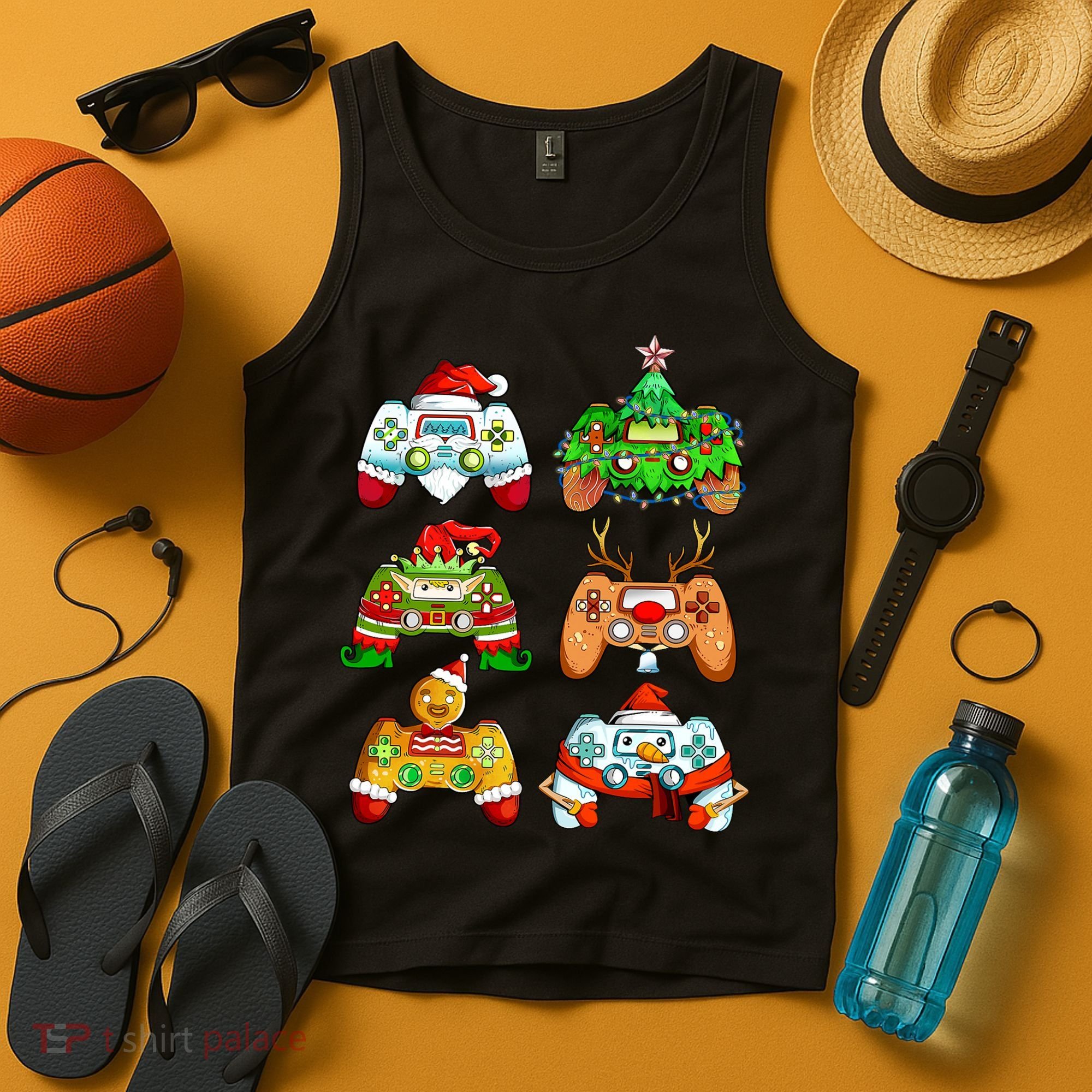 Boys Christmas Santa Elf Gaming Controllers Gamer Xmas Tank Top