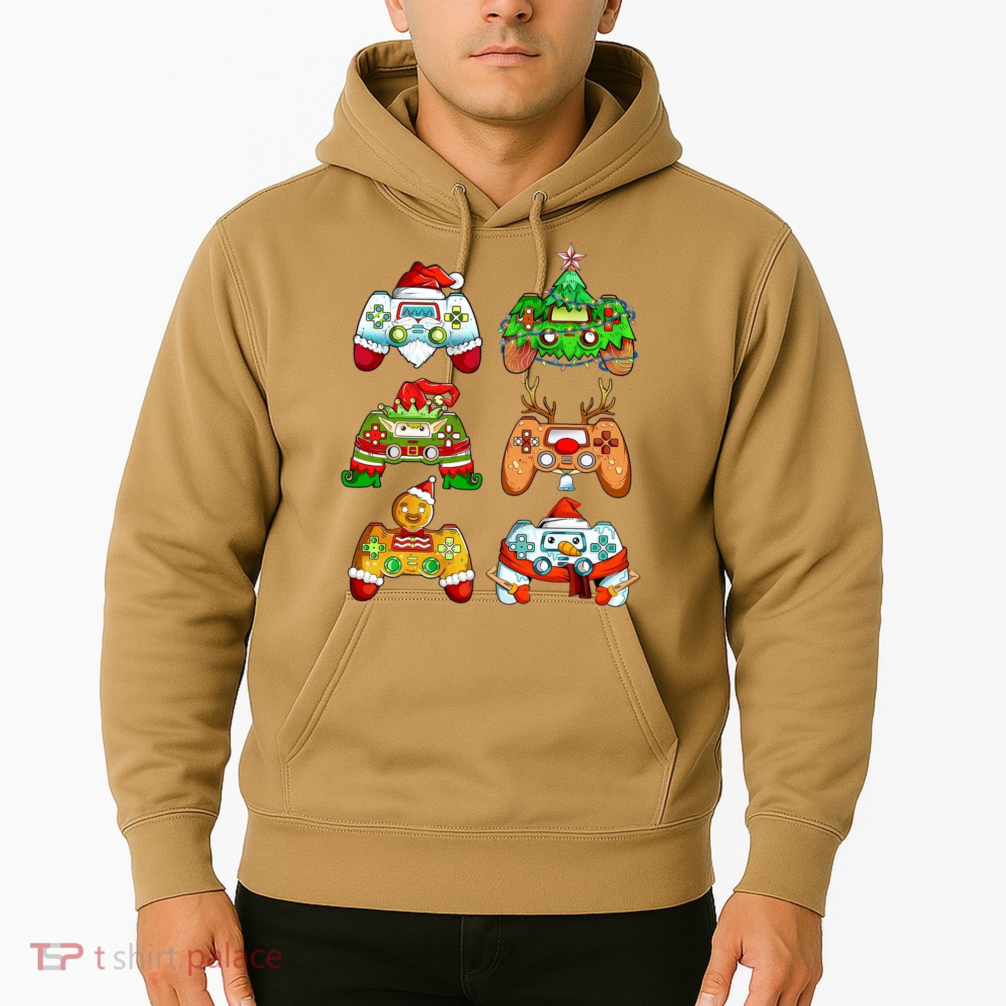 Boys Christmas Santa Elf Gaming Controllers Gamer Xmas Hoodie