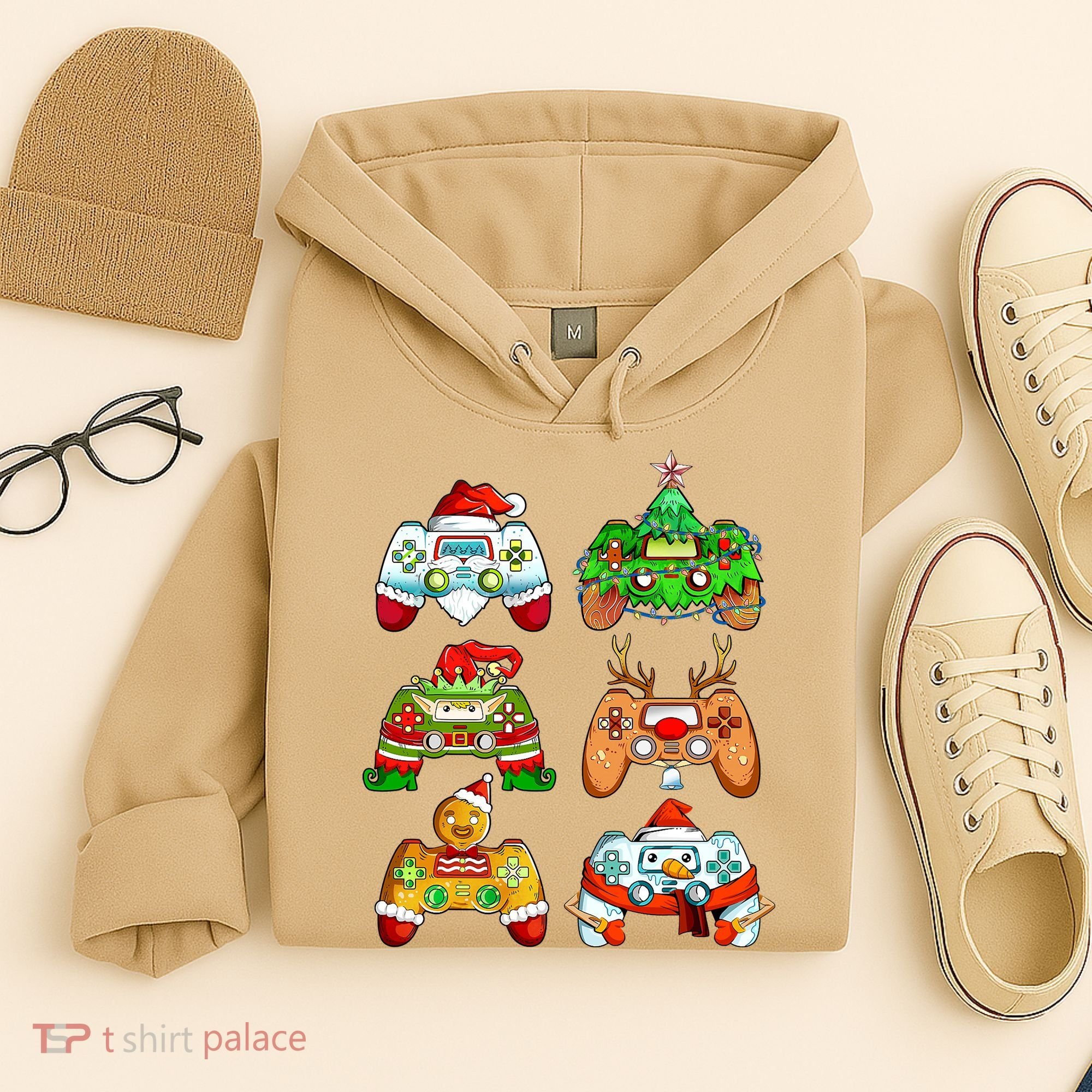 Boys Christmas Santa Elf Gaming Controllers Gamer Xmas Hoodie