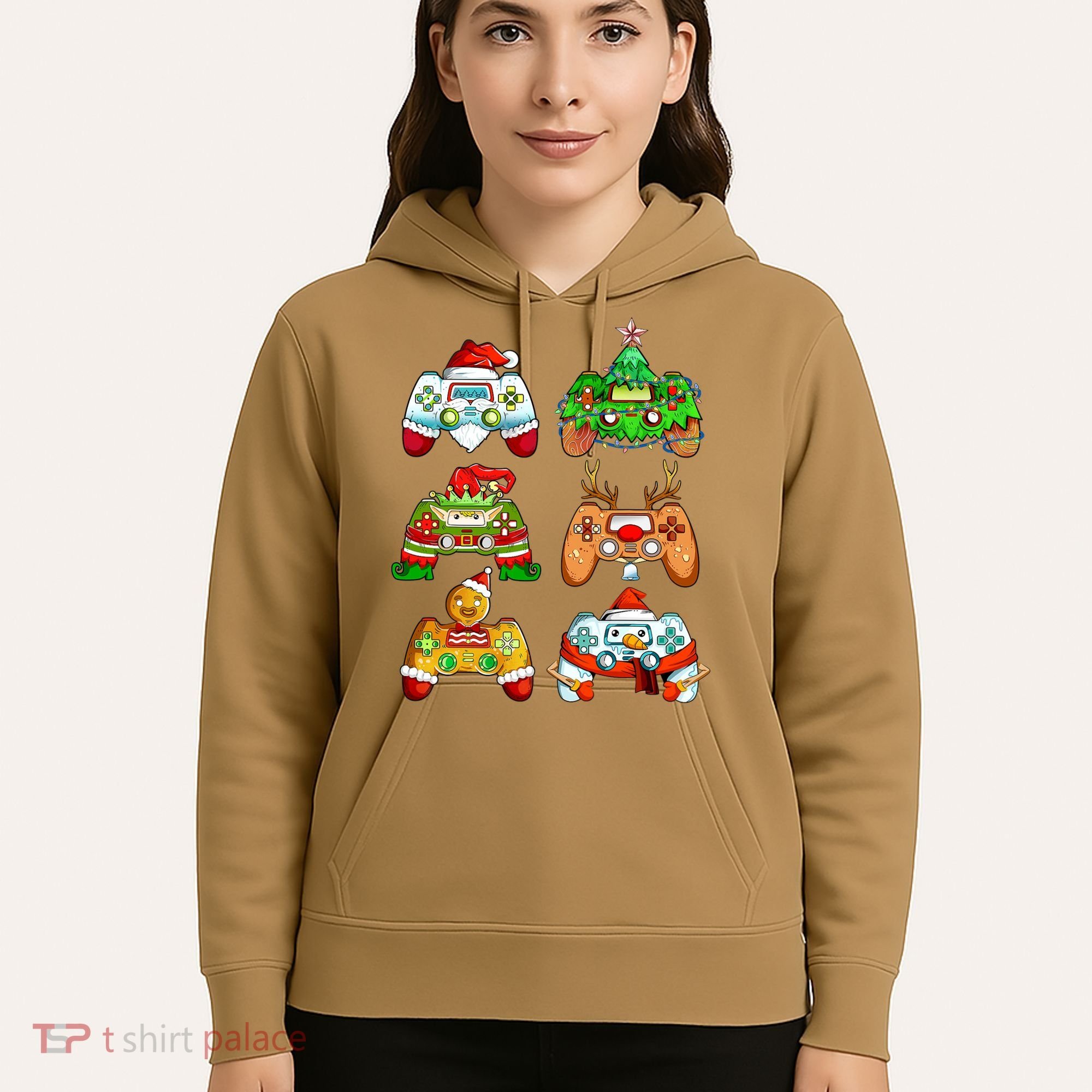 Boys Christmas Santa Elf Gaming Controllers Gamer Xmas Hoodie