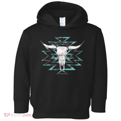 Boho Cow Skull Toddler Hoodie