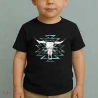 Boho Cow Skull Toddler T-Shirt thumb 2