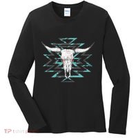 Boho Cow Skull Women's Long Sleeve Shirt thumb 0