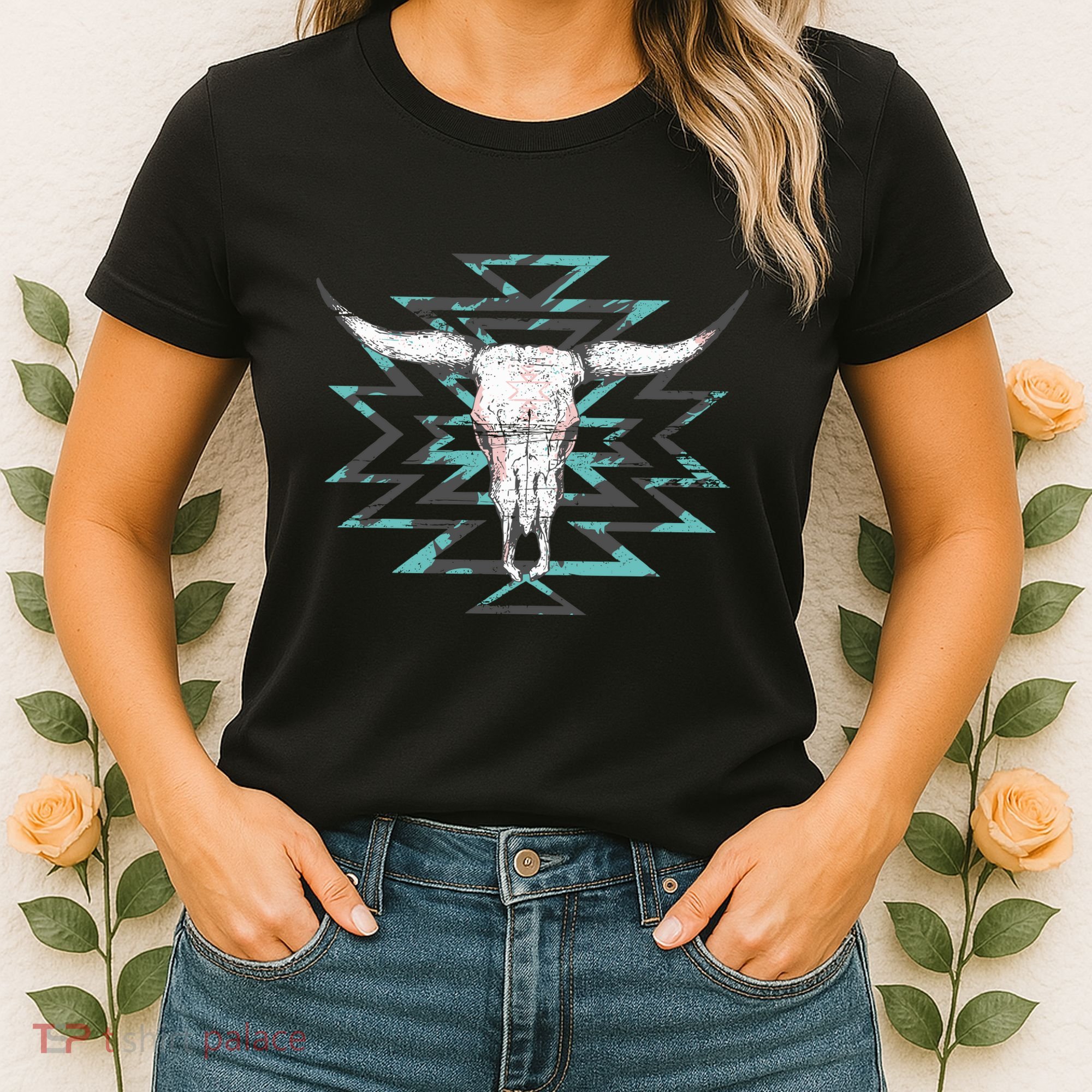 Boho Cow Skull Women's T-Shirt