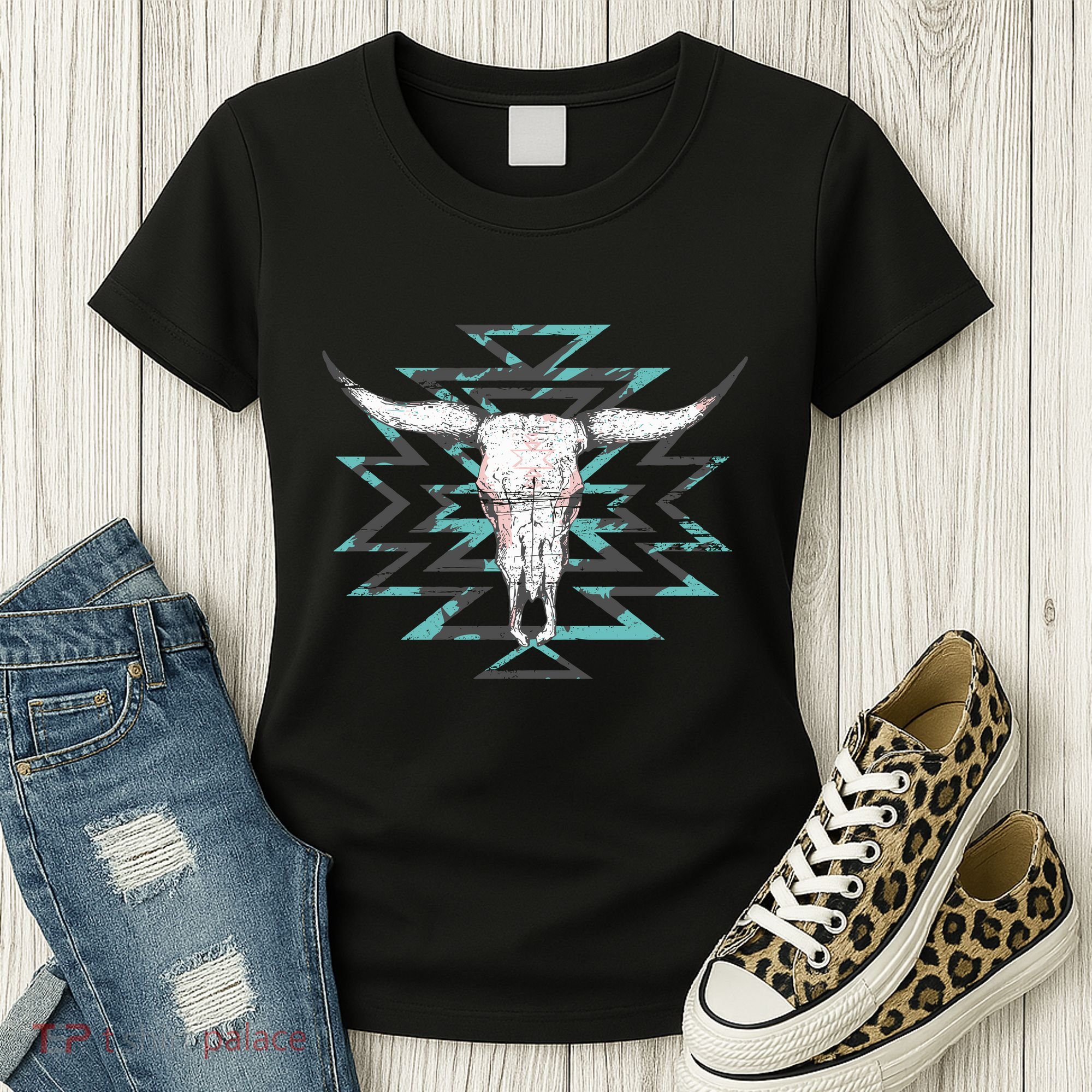 Boho Cow Skull Women's T-Shirt