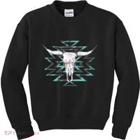 Boho Cow Skull Kids Sweatshirt thumb 0