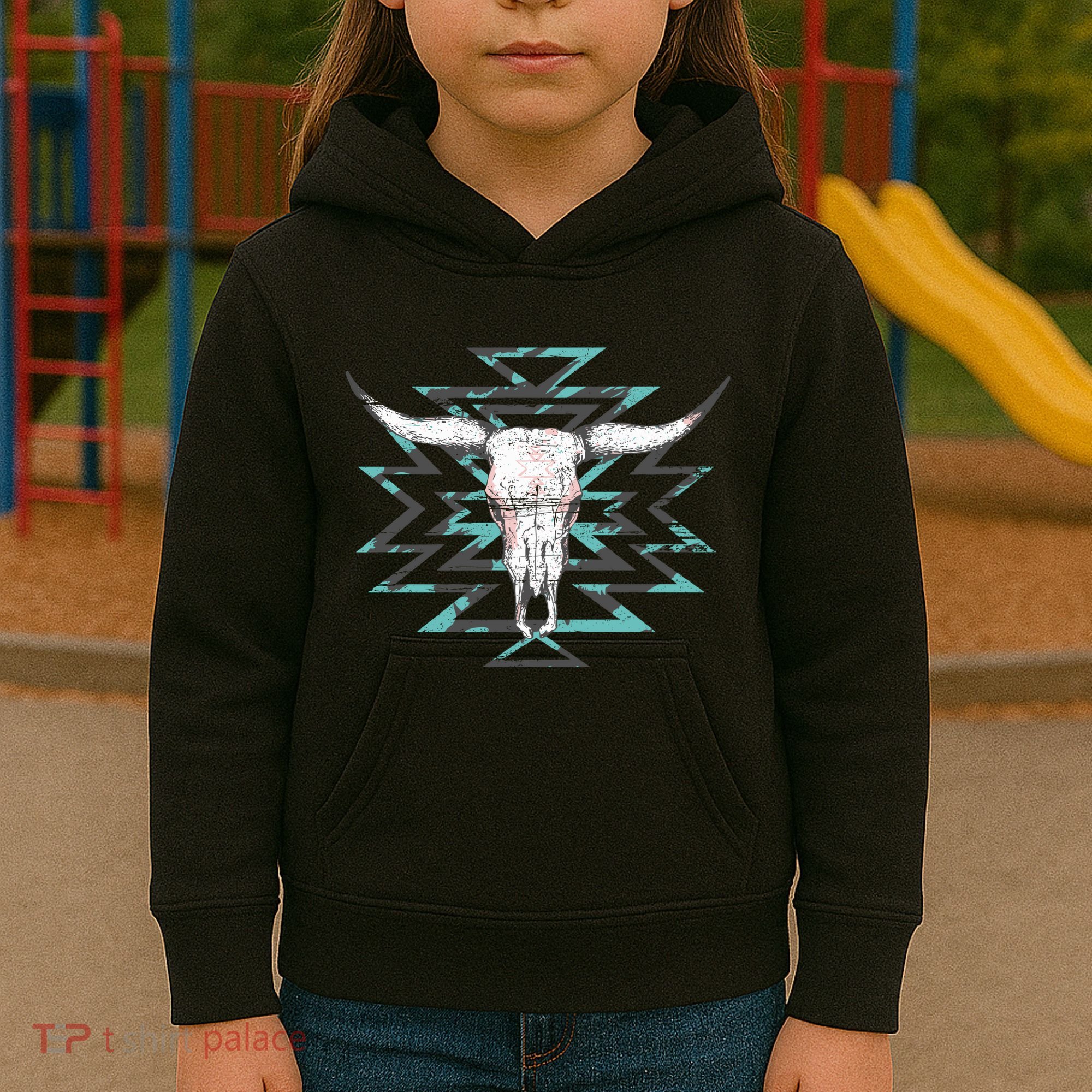 Boho Cow Skull Kids Hoodie