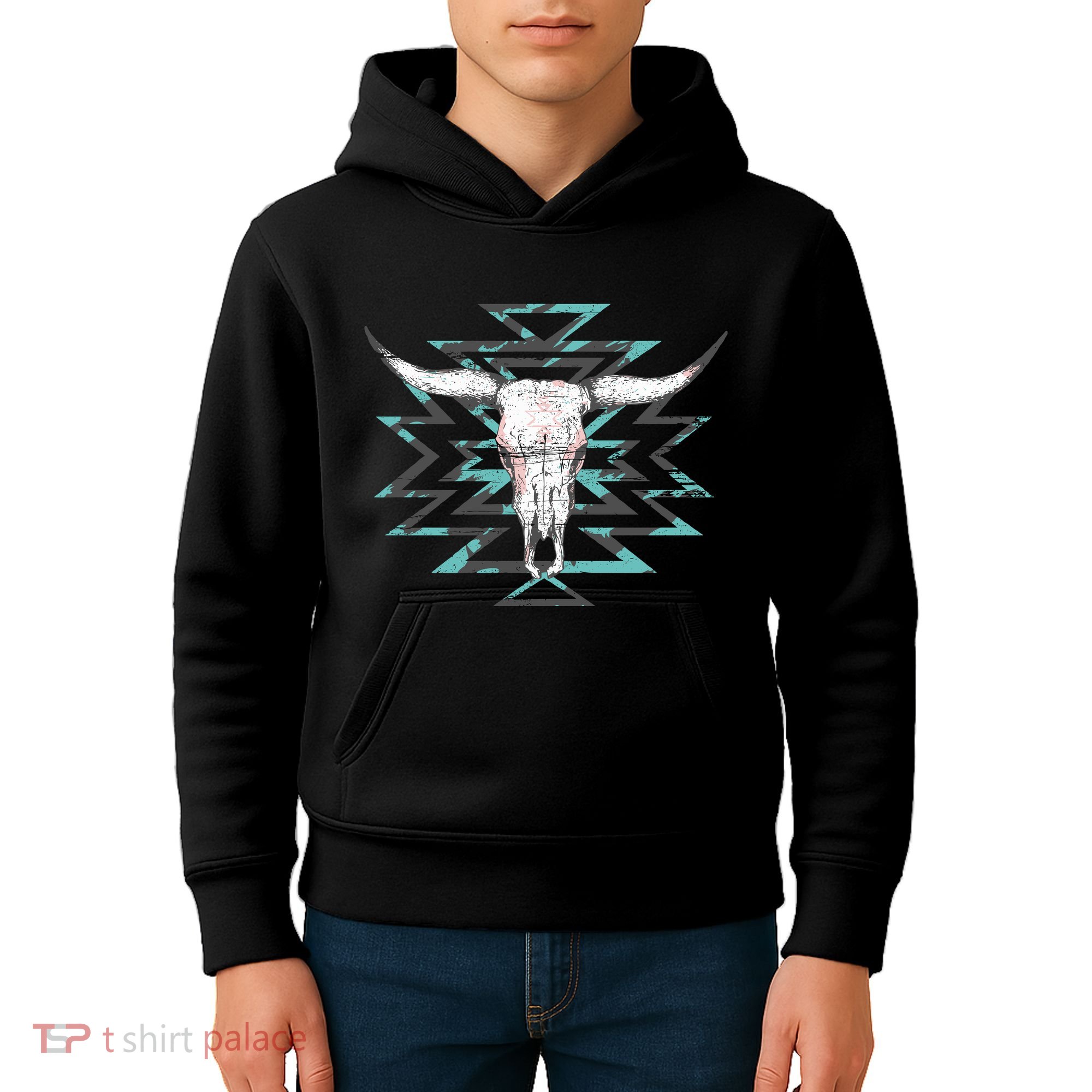 Boho Cow Skull Kids Hoodie