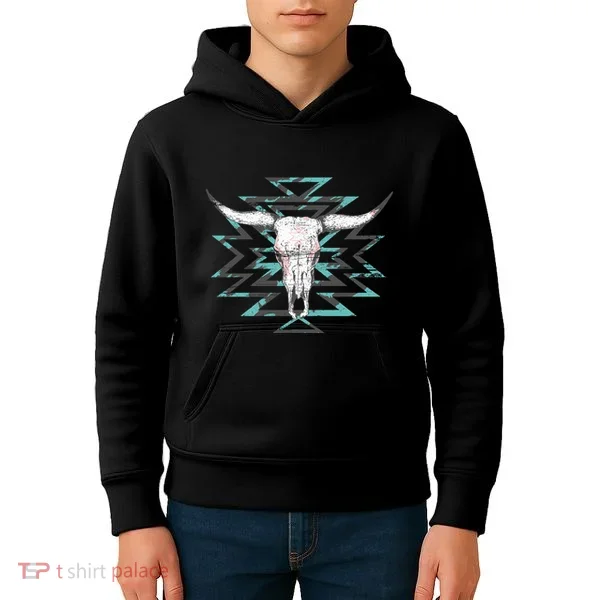 Boho Cow Skull Kids Hoodie