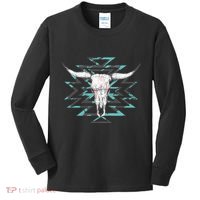 Boho Cow Skull Kids Long Sleeve Shirt thumb 0