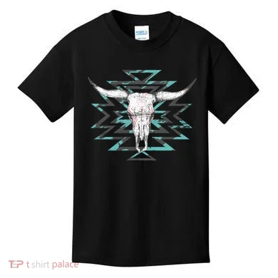 Boho Cow Skull Kids T-Shirt