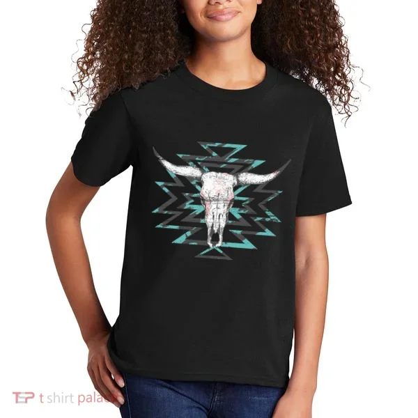 Boho Cow Skull Kids T-Shirt
