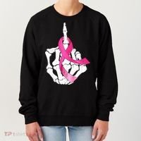 Breast Cancer Skeleton Hand Fuck Pink Funny Awareness Women's Sweatshirt thumb 0