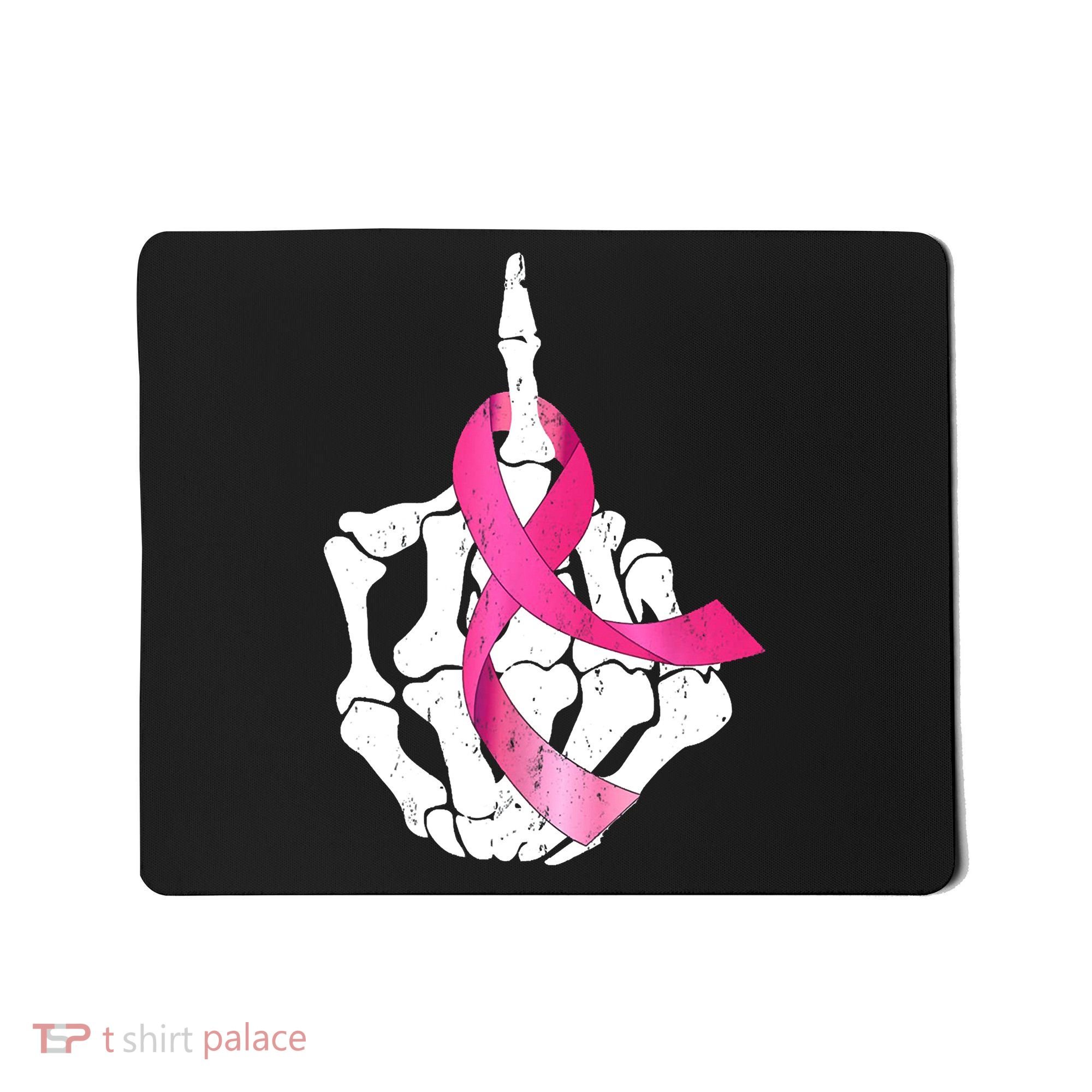 Breast Cancer Skeleton Hand Fuck Pink Funny Awareness Mousepad
