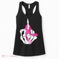 Breast Cancer Skeleton Hand Fuck Pink Funny Awareness Women's Tank Top thumb 0
