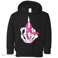 Breast Cancer Skeleton Hand Fuck Pink Funny Awareness Toddler Hoodie thumb 0