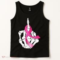 Breast Cancer Skeleton Hand Fuck Pink Funny Awareness Tank Top thumb 2