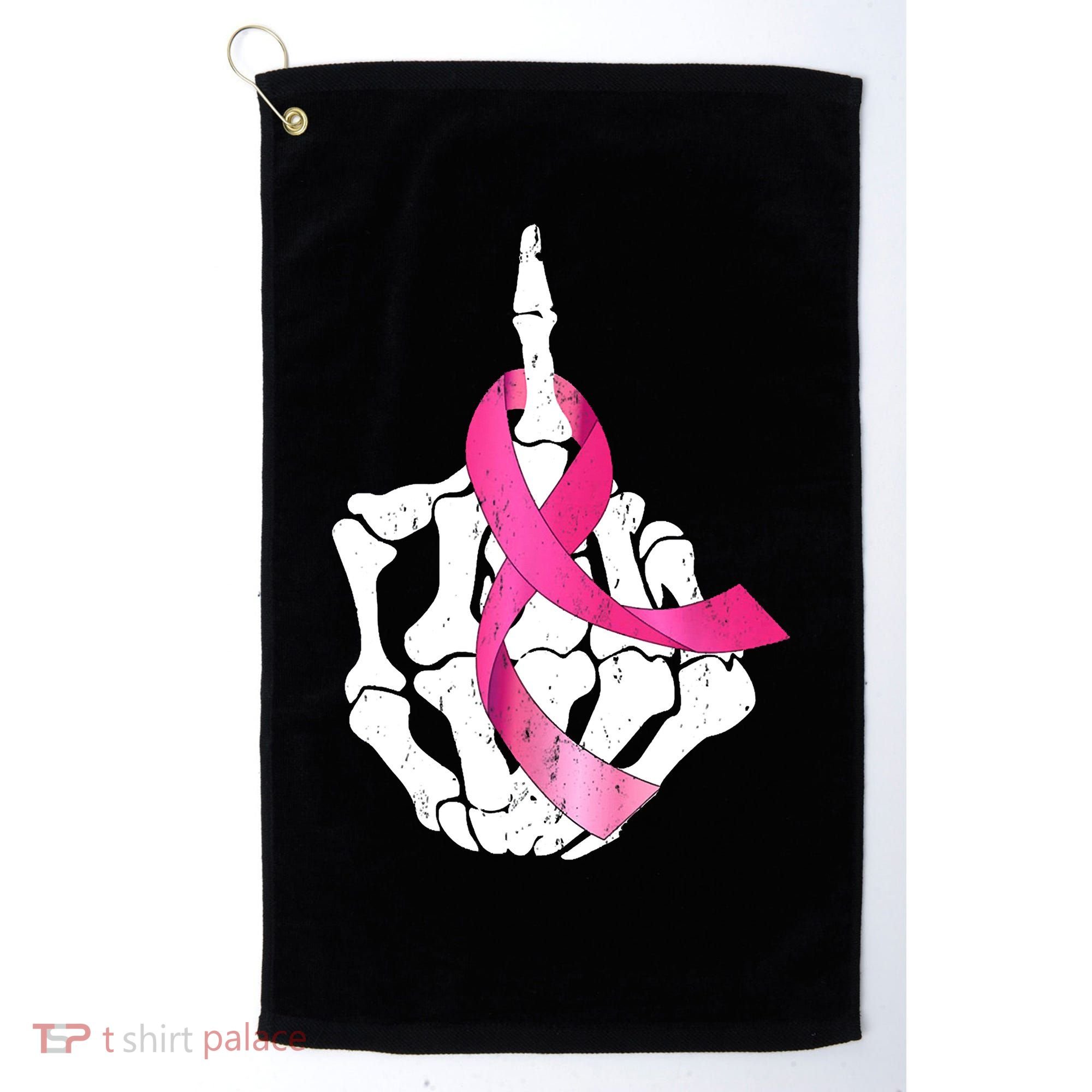 Breast Cancer Skeleton Hand Fuck Pink Funny Awareness Golf Towel