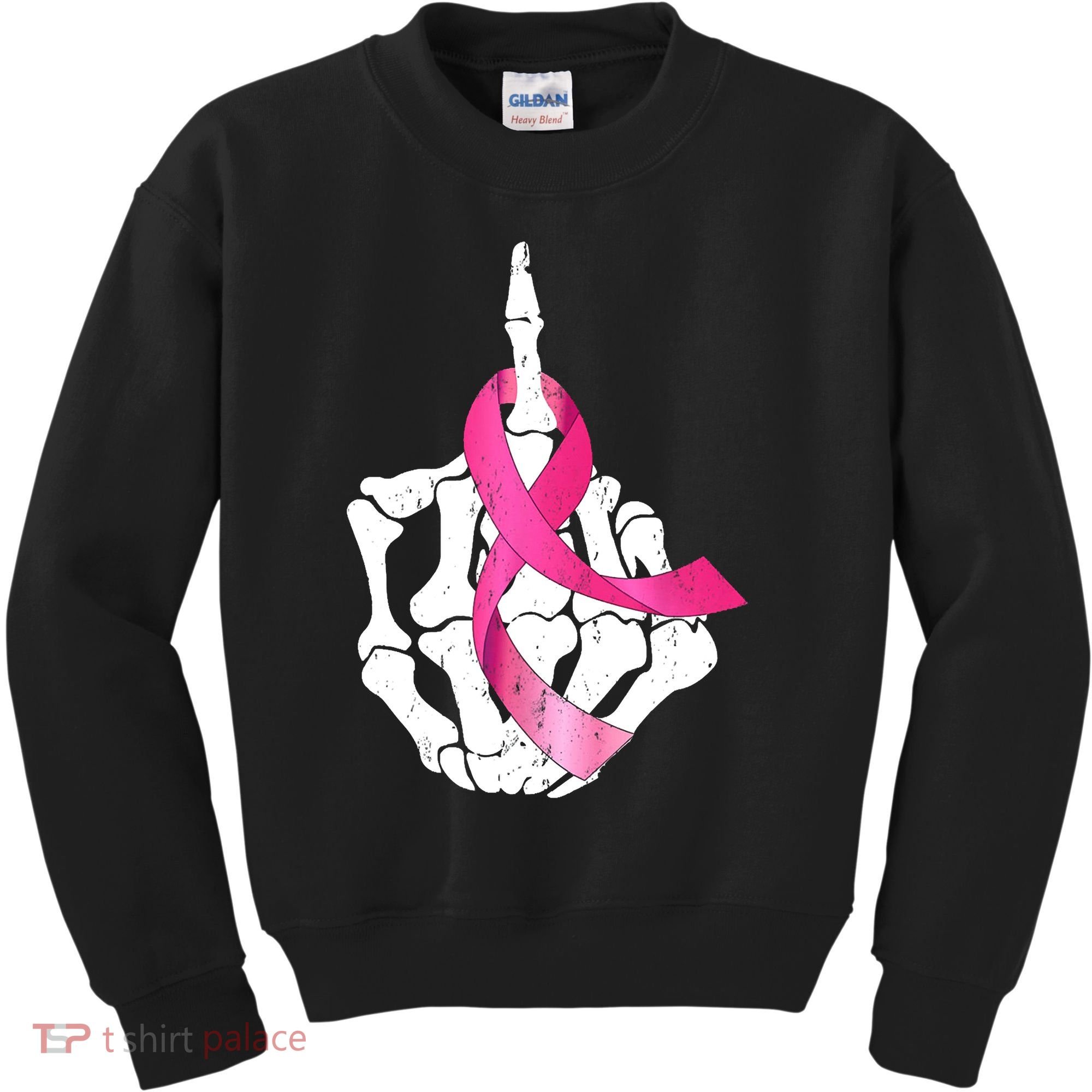 Breast Cancer Skeleton Hand Fuck Pink Funny Awareness Kids Sweatshirt
