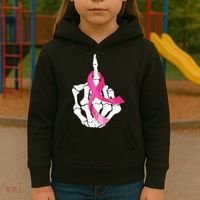 Breast Cancer Skeleton Hand Fuck Pink Funny Awareness Kids Hoodie thumb 3