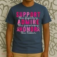 Breast Cancer Support Admire Honor Breast Cancer Awareness T-Shirt thumb 3