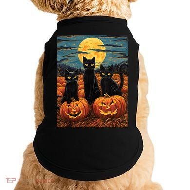 Black Cat Starry Night Van Gogh Funny Halloween Doggie Tank