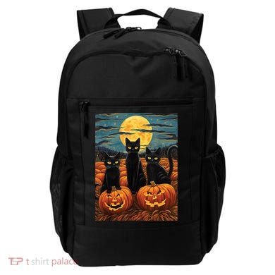 Black Cat Starry Night Van Gogh Funny Halloween Backpack