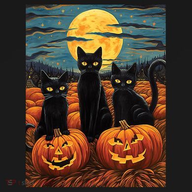 Black Cat Starry Night Van Gogh Funny Halloween Drawstring Bag