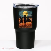 Black Cat Starry Night Van Gogh Funny Halloween Tumbler thumb 0