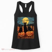 Black Cat Starry Night Van Gogh Funny Halloween Women's Tank Top thumb 0